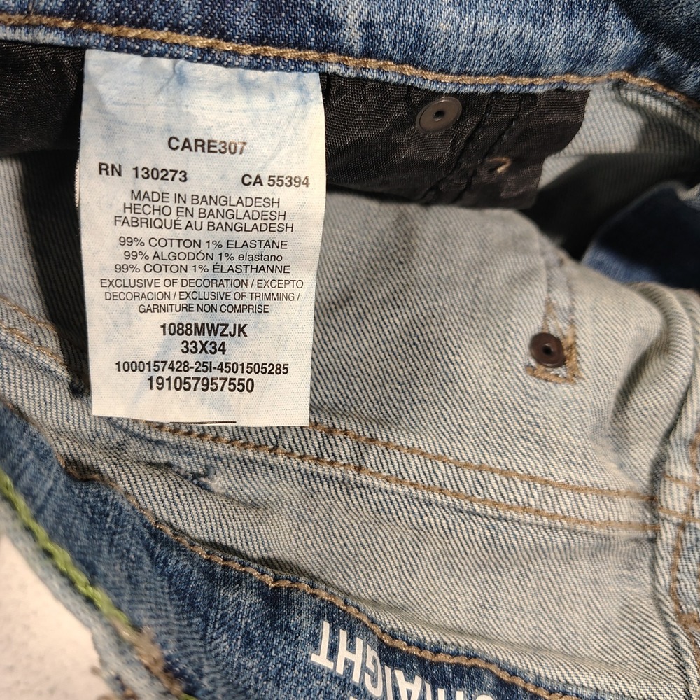 Wrangler Retro Jeans Mens 34x35 Medium Wash Slim Straight Faded 1088MWZJK - Picture 12 of 13